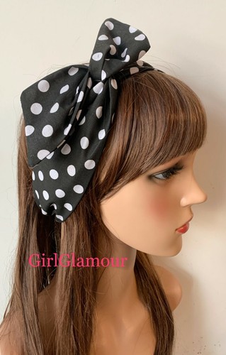 Black spotty headband - black, bandana