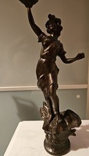Art Deco Lady Candle Holders, Home Accent, Hot Cast Genuine Bronze Sculpture