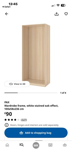 Ikea pax wardrobe frame - pax, white