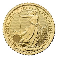1/10 Oz 999.9 Fine Gold Royal Mint Britannia 2023 Bullion Investment Coin