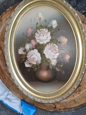 Oval Oil Painting Framed  And Signed. Good Used Condition