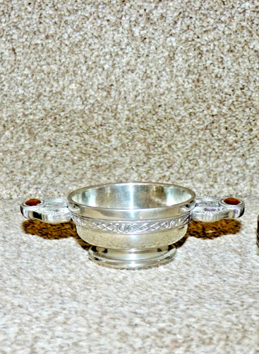 Vintage pewter drinking quaich - drinking,