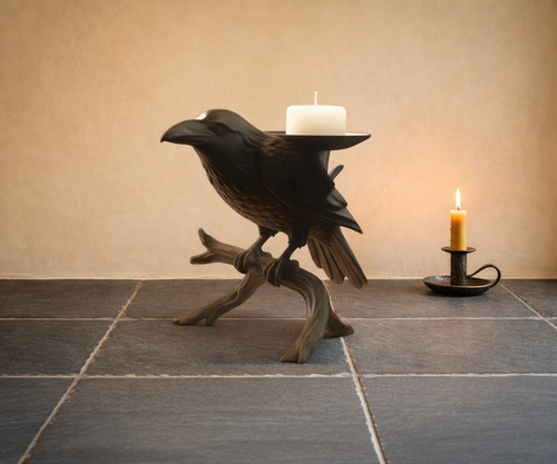 Raven candle holder gothic - candle,