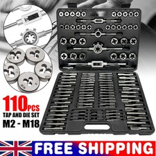 Tap and Die Set, 110-Piece Metric Size M2-M18 Bearing Steel for Cutting  Threads