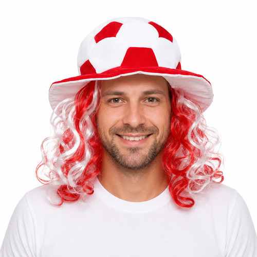 England football hat with hair - with,