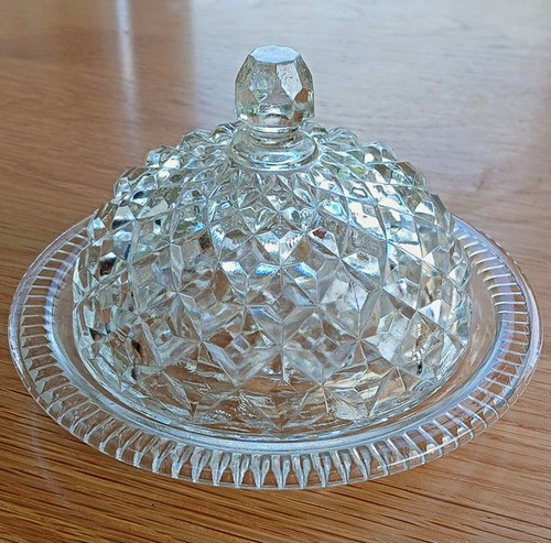Round glass covered - covered, butter