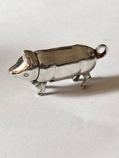 Sterling Silver Mini PIG Vesta Case / Match Safe Stamped 925 Sterling