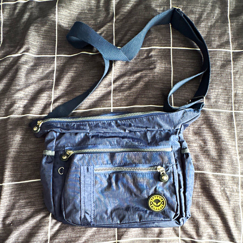 Baggalini blue nylon crossbody - blue,