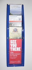 Blue Wall Mounted Leaflet Holder / Dispenser / Rack With 4 Pockets
