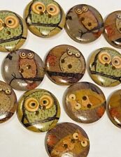6 Assorted Wood Owl Buttons, 30mm Wood Buttons, Large Wooden Buttons