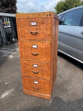 Antique Vintage Pine 1943  George 6th wooden filing cabinet / drinks cabinet