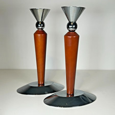 Pair Vintage Chrome & Teak