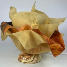 Vintage French 1970s Flame Lamp Coated Draped Fabric Table Light by Jannalights