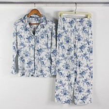 Set Of 2 Carole Hochman Blue/White Sleepware set Top & Bottoms Womens Size M