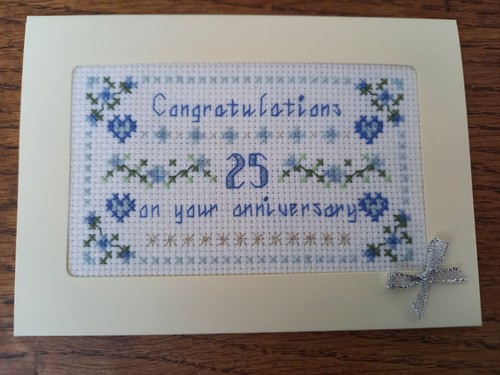 Completed cross stitch card - cross,