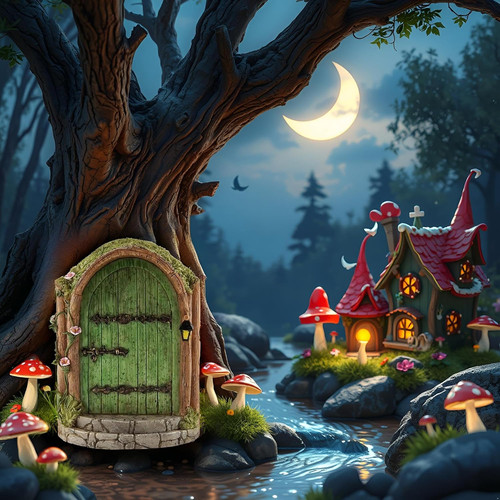 Green fairy door wooden - green,