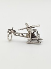 Vintage 925 Sterling Silver Helicopter Charm Pendant 