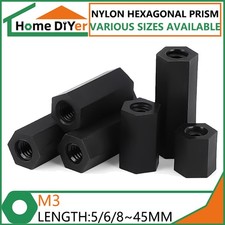 Nylon Female-Female Spacer Thread Pillar Hexagon Studs Standoff Hex M3*5/6~45MM