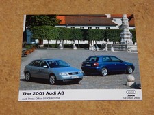 Genuine AUDI A3 3DR & 5DR  10" x 8" glossy press photo - October 2000