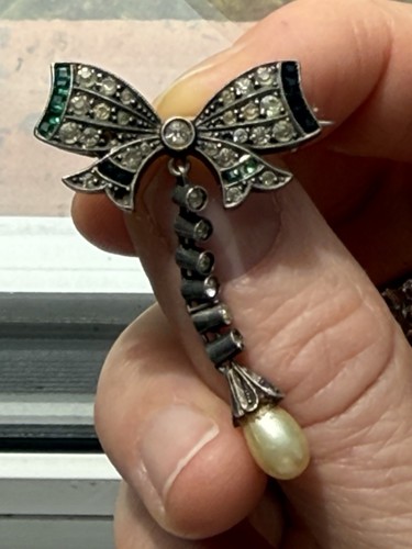 Vintage 935 silver bow brooch - 935,