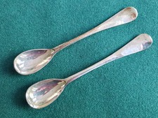Vintage DB&S Rattail Mustard / Condiment Spoon x 2 Nickel Silver Cutlery England