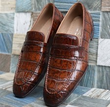 Handmade men brown leather