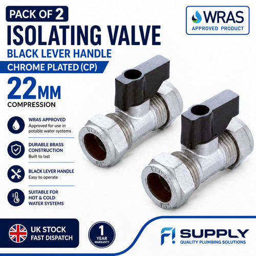 22mm isolating valve black - 22mm,