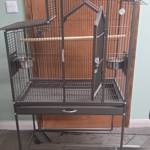 Black metal bird cage - black, with