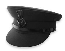 PJ Powell Black Chauffeurs Traditional Drivers Hat With Emblem Lined With Satin