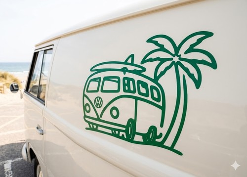 Camper van palm tree vinyl - camper,