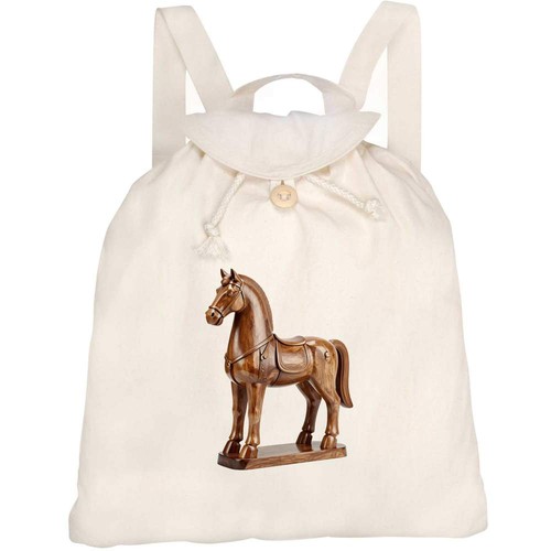 Carved horse canvas rucksack - 'carved,