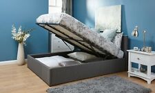 End Lift 4ft 6 Double Ottoman bed Silver Fabric gas lift up storage bed GRADED
