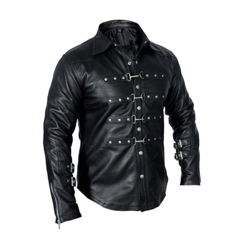 Mens genuine black leather - mens,