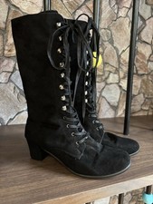 Women's Retro  Knee High Boots Steampunk Gothic Shoes Lace Up Booties 42