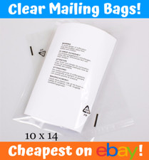 CLEAR MAILING WARNING BAGS 10" x 14" CPP Poly Cheap Mail Garments UK AMAZON FBA