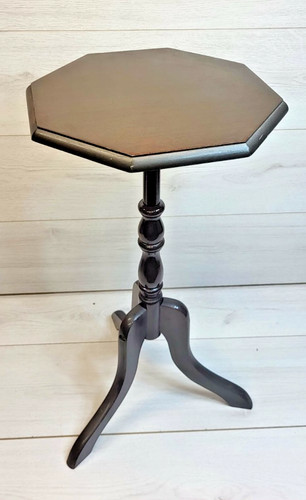 Vintage dark wood octagonal - wood,