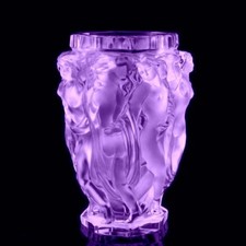 Glamorous Art Deco Alexandrite Glass Bacchantes Vase 1930' H.Hoffmann By Lalique