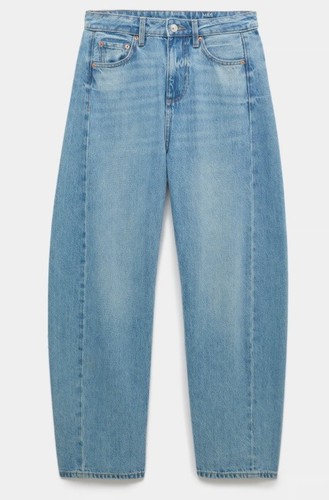 Mid rise barrel jeans - m&s,