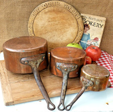 Copper Saucepans FRENCH x 3