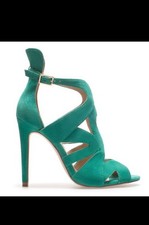 ZARA Green Suede Strappy Block