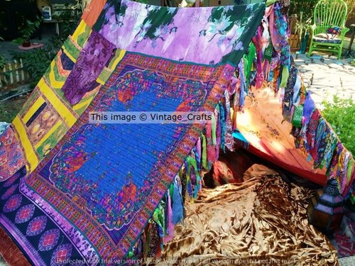 Indian vintage silk sari multi - indian,