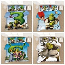 Kids Bedding Set Bedroom Shrek Duvet Cover Single Double Pillowcase BirthdayGift
