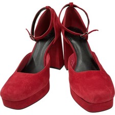 M&S Red Suede Ankle Strap