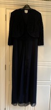 Women's Long Evening Dress, Navy Blue Size 14 With Matching Bolero Jacket