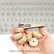 Floral Pattern Clay Roller SET Roulette 12mm Border Wheel For Pottery Banding