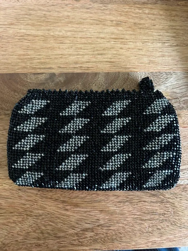 Black silver beaded mini - black,