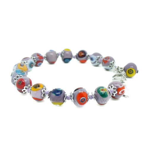 Murano glass bracelet lilac - glass,