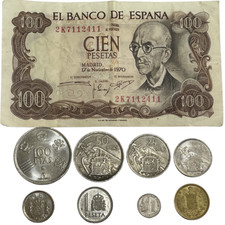 SPANISH PESETA COIN COLLECTION - SPAIN COIN SETS WITH BANKNOTES