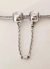 Genuine Pandora Bracelet Safety Chain - Silver Embossed Hearts Design S925 ALE