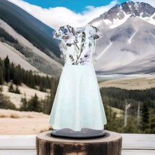 TED BAKER “faythe ” Scuba Floral Light Green Holiday/Occasion DRESS SIZE 5 UK 16